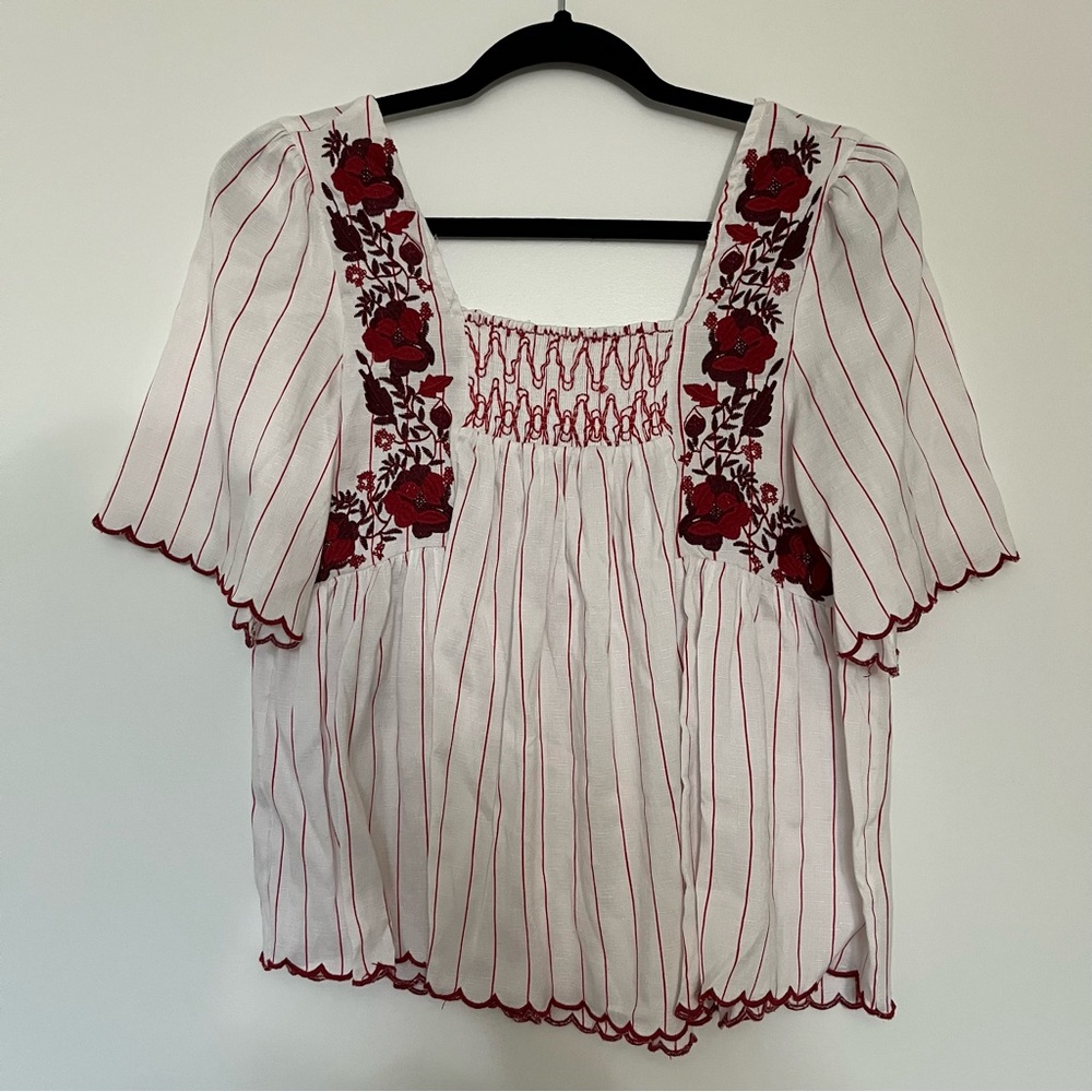 White Squareneck Top + floral